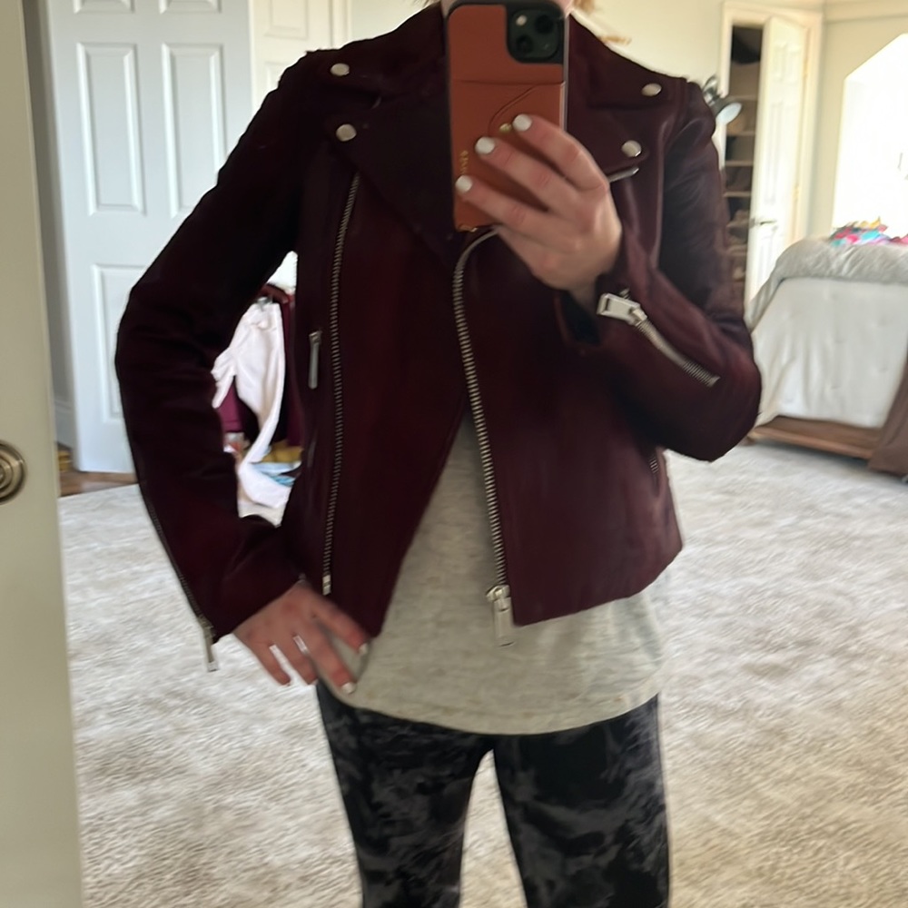 J. Crew Collection pony hair burgundy wine Moto jacket - 2 - Picture 11 of 12